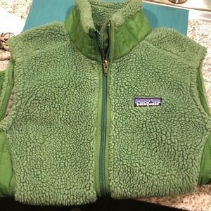 Green Patagonia vest.